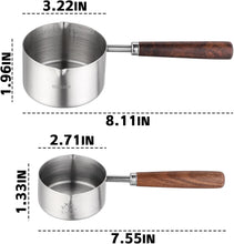 Load image into Gallery viewer, Measuring Cup with Wooden Handle Set of 2, 1 Cup and 1/2 Cup Stainless Steel Measuring Cups for Baking Cooking