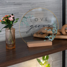 Load image into Gallery viewer, Inspirational "Love Grows Here" Translucent Tabletop Plaque with Solid