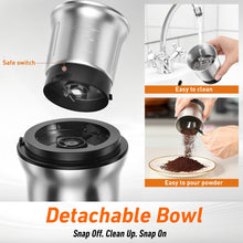Load image into Gallery viewer, Secura Electric Coffee Grinder and Spice Grinder with 2 Stainless Steel Blades Removable Bowls