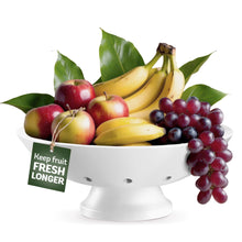 Load image into Gallery viewer, Bambüsi Fruit Bowl - 11&quot; Large Brown Wooden Pedestal Bowl for Kitchen Counter &amp; Dining Table Centerpiece, Premium Bamboo Wood Fruit Basket &amp; Banana Holder for Fresh Produce, Bread &amp; Home Decor