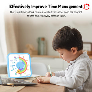 Secura 60-Minute Visual Countdown Timer, 7.5-Inch Oversize Classroom Visual Timer for Kids and Adults, Durable Mechanical Kitchen Timer Clock with Magnetic Backing (Blue)