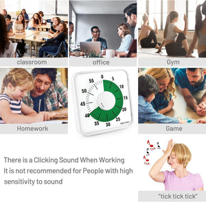 Secura 60-Minute Visual Countdown Timer, 7.5-Inch Oversize Classroom Visual Timer for Kids and Adults, Durable Mechanical Kitchen Timer Clock with Magnetic Backing (Blue)