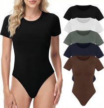 Load image into Gallery viewer, TNNZEET Body Suits for Womens - Short Sleeve Round Neck Outfits T Shirts | Tummy Control Bodysuits Blouse, Outfits Leotards for women, Compression Tops, Business Casual 2026