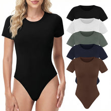 Load image into Gallery viewer, TNNZEET Body Suits for Womens - Short Sleeve Round Neck Outfits T Shirts | Tummy Control Bodysuits Blouse, Outfits Leotards for women, Compression Tops, Business Casual 2026