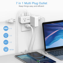 Load image into Gallery viewer, Surge Protector Outlet Extender, TESSAN Multi Plug Splitter with 4 Electrical Outlets 3 USB Ports(1 USB C), Multiple Plug Mini Wall Expander for Home Bathroom Office Dorm Room Essentials