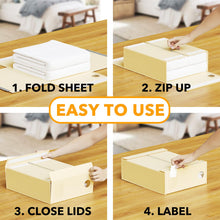 Load image into Gallery viewer, SpaceAid 8 Pack Bed Sheet Organizers and Storage, Foldable Sheet Organizer for Linen Closet, Sheets Set Folder Keeper with Window XL (Queen &amp; King Size) Bedding Container (Beige, 8 Pack)