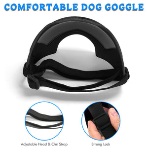 Large Dog Sunglasses Dog Goggles Pet Glasses Pet Eyewear with Adjustable Strap, Glasses for Medium Large Dog Swimming Skating Glasses Windproof Dustproof UV Proof (Black-Colorful)