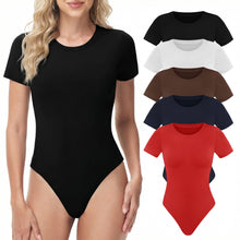 Load image into Gallery viewer, TNNZEET Body Suits for Womens - Short Sleeve Round Neck Outfits T Shirts | Tummy Control Bodysuits Blouse, Outfits Leotards for women, Compression Tops, Business Casual 2026