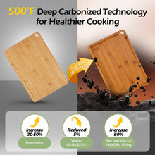 Load image into Gallery viewer, Bamboo Cutting Board, Durable Wood Cutting Boards for Kitchen with Deep Juice Grooves &amp; Built-in Handles, Ideal Charcuterie &amp; Chopping for Meat, Vegetables and Fruits Ideal Kitchen Gifts