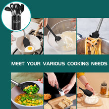 Load image into Gallery viewer, Silicone Cooking Utensil Set, Umite Chef 15pcs Silicone Cooking Kitchen Utensils Set, Non-stick - Best Kitchen Cookware with Stainless Steel Handle - Black