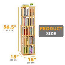 Load image into Gallery viewer, SpaceAid 6 Tier Rotating Bookshelf Tower, Bamboo Spinning Book Shelf, Revolving 360 Bookcase Storage Swivel Round Carousel, Vertical Rotate Turning Spiral Corner Organizer (6-Tier Walnut)