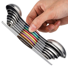 Load image into Gallery viewer, Magnetic Measuring Spoons Set of 8 Stainless Steel Dual Sided Stackable Measuring Spoons Nesting Teaspoons Tablespoons for Measuring Dry and Liquid Ingredients