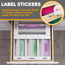 Load image into Gallery viewer, SpaceAid Bag Storage Organizer for Kitchen Drawer, Bamboo Organizer, Compatible with Gallon, Quart, Sandwich and Snack Variety Size Bag (4 Pack)
