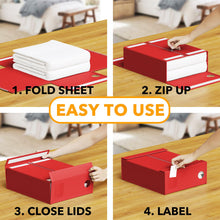 Load image into Gallery viewer, SpaceAid 8 Pack Bed Sheet Organizers and Storage, Foldable Sheet Organizer for Linen Closet, Sheets Set Folder Keeper with Window XL (Queen &amp; King Size) Bedding Container (Beige, 8 Pack)