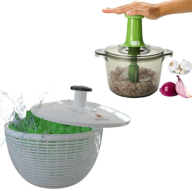 Brieftons Salad Spinner (6.2-Quart) & Brieftons Express Food Chopper (8.5-Cup)
