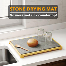 Load image into Gallery viewer, SpaceAid Bamboo Rack Dish Pad, Instant Dry Diatomaceous Earth Mat for Kitchen Counter, Stone Dish Fast Drying Mat Board (15.8 x 11.8 inch, White Marble)