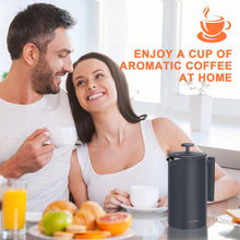 Load image into Gallery viewer, Secura French Press Coffee Maker, 304 Grade Stainless Steel Insulated Coffee Press with 2 Extra Screens, 34oz (1 Litre), Silver