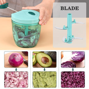 Manual Food Chopper Vegetable Cutter, Hand String Vegetable Chopper Onions Cutter for Vegetable Fruits Nuts BPA Free Food Safe Material, 550ml Gray