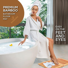 Load image into Gallery viewer, Bamboo Bath Mat - Foldable Wood Shower Mat, Non-Slip Bathroom Mat for Spa, Sauna, Pool, Indoor and Outdoor Use, Easy Storage, 24&quot; x 18&quot;