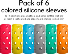 Load image into Gallery viewer, Brieftons Silicone Sleeves: 6-Pack Insulated Anti-Slip Protection Covers, Ultra Thick &amp; Durable, Better Than Neoprene &amp; Rubber, Also Perfect for Aquasana, Pratico Kitchen, Epica &amp; Other Glass Bottles