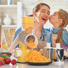 Load image into Gallery viewer, Rotary Cheese Grater Hand Crank Cheese Shredder for Fresh Cheese, Vegetable, Nuts,Non-slip Suction Base, Free Cleaning Brush Three Blades, Black