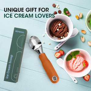 Beneno Heavy Duty Ice Cream Scoop - Upgraded Anti-Fracture Design, Comfortable Grip Long Handle, Effortless Scooping & Dishwasher Safe, Black