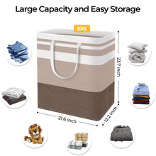 Load image into Gallery viewer, HomeHacks 2 Pack Large Laundry Baskets, Waterproof, Freestanding Laundry Hampers, Collapsible Clothes Hamper with Reinforced Handles in Laundry Room, College Dorm, Bathroom, Bedroom (Grey, 75Lx2)