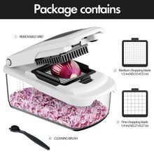 Load image into Gallery viewer, Vegetable Chopper With Container, Multifunctional Food Chopper Onion &amp; Vegetable Cutter Dicer With 8 Blades, Carrot &amp; Veggie Slicer 2 Blades