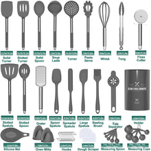 Load image into Gallery viewer, Umite Chef Silicone Kitchen Cooking Utensil Set, 43 pcs Spatula Set with Stainless Steel Handle, Non-stick Heat Resistant - Best Cookware Set-(Khaki)