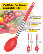 Load image into Gallery viewer, Pack of 2 Large Silicone Cooking Spoons,Non Stick Solid Basting Spoon,Heat-Resistant Kitchen Utensils for Mixing,Serving,Draining,Stirring (BLACK)