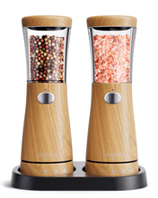 Load image into Gallery viewer, Electric Salt and Pepper Grinder Set with Storage Base, Stainless Steel Rechargeable Salt and Pepper Grinder Set with 4.5 oz Large Capacity, 1.8&quot; Wide Mouth, Adjustable Coarseness, Ideal for Kitchen