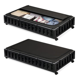 2 Pack Bamboo Under Bed Storage with Wheels, 39”x20”x7.8” Lager Under Bed Storage Containers (Brown)