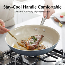 Load image into Gallery viewer, Redchef Nonstick Frying Pans Set, Ceramic Pan Skillet, Non Toxic Pans for Cooking, 8&quot; 9.5&quot; 11&quot; Ceramic Frying Pan Set PFAS &amp; PTFE &amp; PFOA Free with Stay Cool Handle, Dishwasher &amp; Oven Safe, Beige White