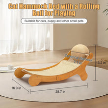 Load image into Gallery viewer, Outamateur Sisal Cat Scratcher Bed, Cat Hammock Chair, 3 in 1 Cats Scratcher Lounge, Cats Mini Beach Chair with Toy Ball, Pet Beds with Removable Sisal Pad for Indoor Small Animal, Puppy, Rabbit