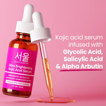 Load image into Gallery viewer, SeoulCeuticals Korean Skin Care Kojic Acid Serum Alpha Arbutin – Dark Spot Remover Corrector Glycolic Acid + Salicylic Acid K Beauty 1oz