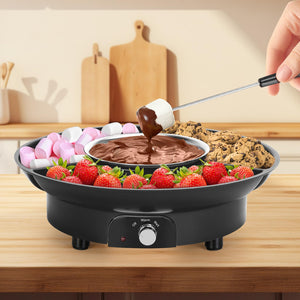 10oz MINI Electric Chocolate Melting Pot, Melting Fondue Set with 6PCS Forks, Cute Chocolate Fondue Fountain, Warmer Machine for Milk Chocolate, Cheese, Butter, Candy (Black)