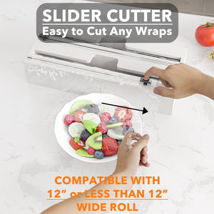 SpaceAid WrapNeat 2 in 1 Wrap Organizer with Cutter and Labels, Plastic Wrap, Aluminum Foil and Wax Bamboo Dispenser for Kitchen Storage Organization Holder for 12" Roll (Natural)