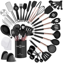 Load image into Gallery viewer, Umite Chef Silicone Kitchen Cooking Utensil Set, 43 pcs Spatula Set with Stainless Steel Handle, Non-stick Heat Resistant - Best Cookware Set-(Khaki)