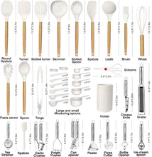 Load image into Gallery viewer, Kitchen Utensils Set- 35 PCs Cooking Utensils with Grater,Tongs, Spoon Spatula &amp;Turner Made of Heat Resistant Food Grade Silicone and Wooden Handles Kitchen Gadgets Tools Set for Nonstick Cookware
