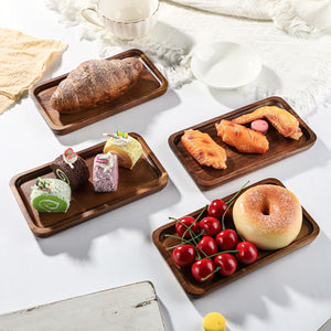 YellRin Wood Serving Trays Set of 4 Wooden Serving Platters for Home Decor, Cheese, Fruit, Vegetables, Charcuterie, Appetizer Serving Tray