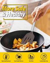 Load image into Gallery viewer, Pack of 2 Silicone Solid Turner, Non Stick Slotted Kitchen Spatulas, High Heat Resistant BPA Free Cooking Utensils, Ideal Cookware for Fish, Eggs, Pancakes(Black)