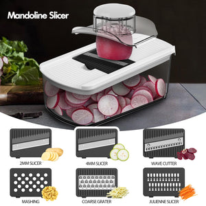 Vegetable Chopper With Container, Multifunctional Food Chopper Onion & Vegetable Cutter Dicer With 8 Blades, Carrot & Veggie Slicer 2 Blades