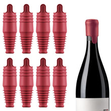 Load image into Gallery viewer, Silicone Wine Stopper Reusable Wine Bottle Stopper, 8Pcs Champagne Stoppers for Bottles, Food Grade Rubber Wine Stoppers for Wine Bottles (Black+Red)