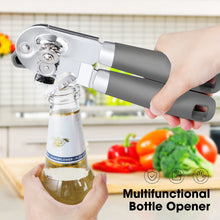 Load image into Gallery viewer, Beneno Can Opener Manual with Magnet, Hand Held Heavy Duty Can Opener with Durable Sharp Blade Smooth Edge, Big Effort-Saving Knob, Soft Grip Rubber Handle, Multifunctional Bottle Opener, Green