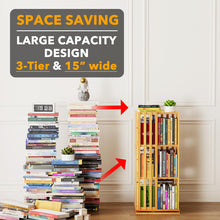 Load image into Gallery viewer, SpaceAid 6 Tier Rotating Bookshelf Tower, Bamboo Spinning Book Shelf, Revolving 360 Bookcase Storage Swivel Round Carousel, Vertical Rotate Turning Spiral Corner Organizer (6-Tier Walnut)