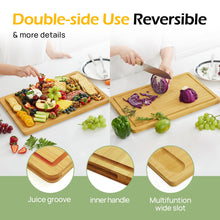Load image into Gallery viewer, Bamboo Cutting Board, Durable Wood Cutting Boards for Kitchen with Deep Juice Grooves &amp; Built-in Handles, Ideal Charcuterie &amp; Chopping for Meat, Vegetables and Fruits Ideal Kitchen Gifts