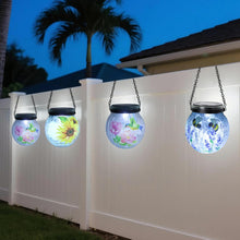 Load image into Gallery viewer, WONDER GARDEN Solar Lanterns Outdoor Waterproof, 3 Pack Hanging Solar Lights Decorative, Sunflower Hummingbird Bee Glass Garden Lantern Light for Yard Outside Patio Outside Decor Gift, White Light