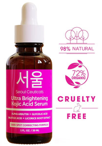 SeoulCeuticals Kojic Acid Serum + Snail Mucin Cream - Korean Anti Aging Skincare Set