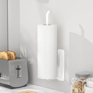 Paper Towel Holder Under Cabinet - Both Available in Adhesive and Drilling - Black Paper Towel Holder Wall Mount - Upgraded Aluminum Paper Towel Rack for Kitchen, Bathroom