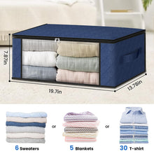 Load image into Gallery viewer, HomeHacks Storage 3-Pack Clothes Organizer Storage Bags Foldable Storage Box with Large Clear Window Sturdy Handles for Closet, Dorm, Pillows, Bedding, Clothes, Blankets, 35L, Gray